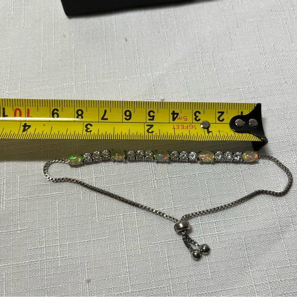 Silver tone Opal Tennis Bracelet. Unsure of the materials. Vintage. Beautiful - Picture 4 of 7